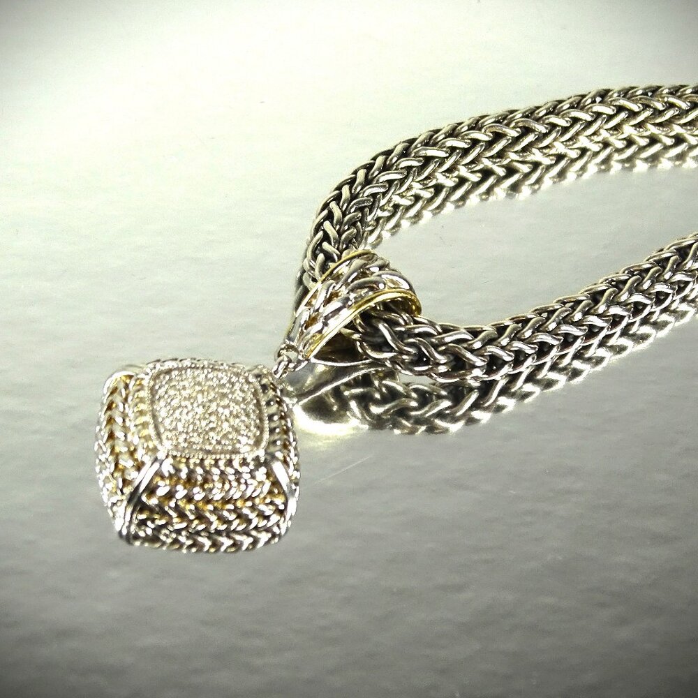 GAIL SCOTT Diamanti Sterling 18K Gold Diamonds Pave Pendant Chain Necklace